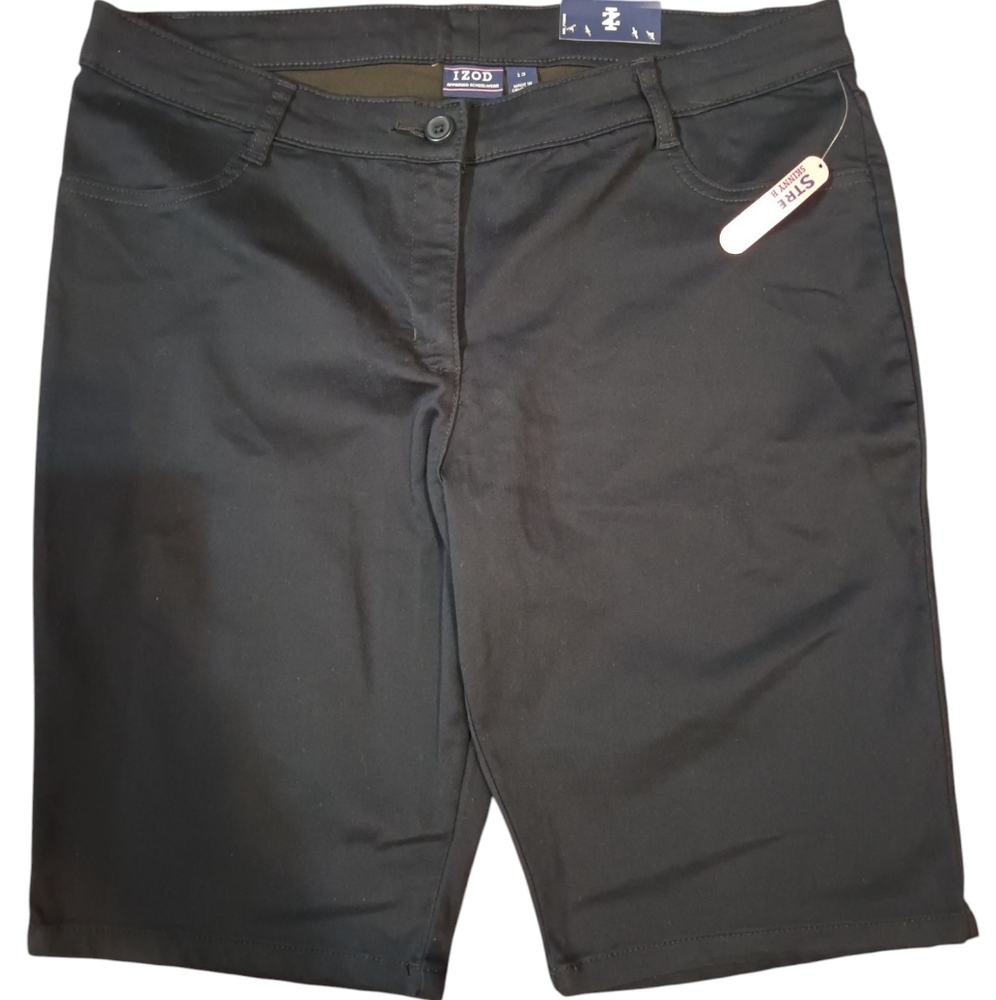 Izod Stretch Skinny Bermuda Approved Schoolwear Size 13 Dark Blue Shorts